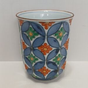 Japanese Floral Painted Ceramic Tea Cup Vintage